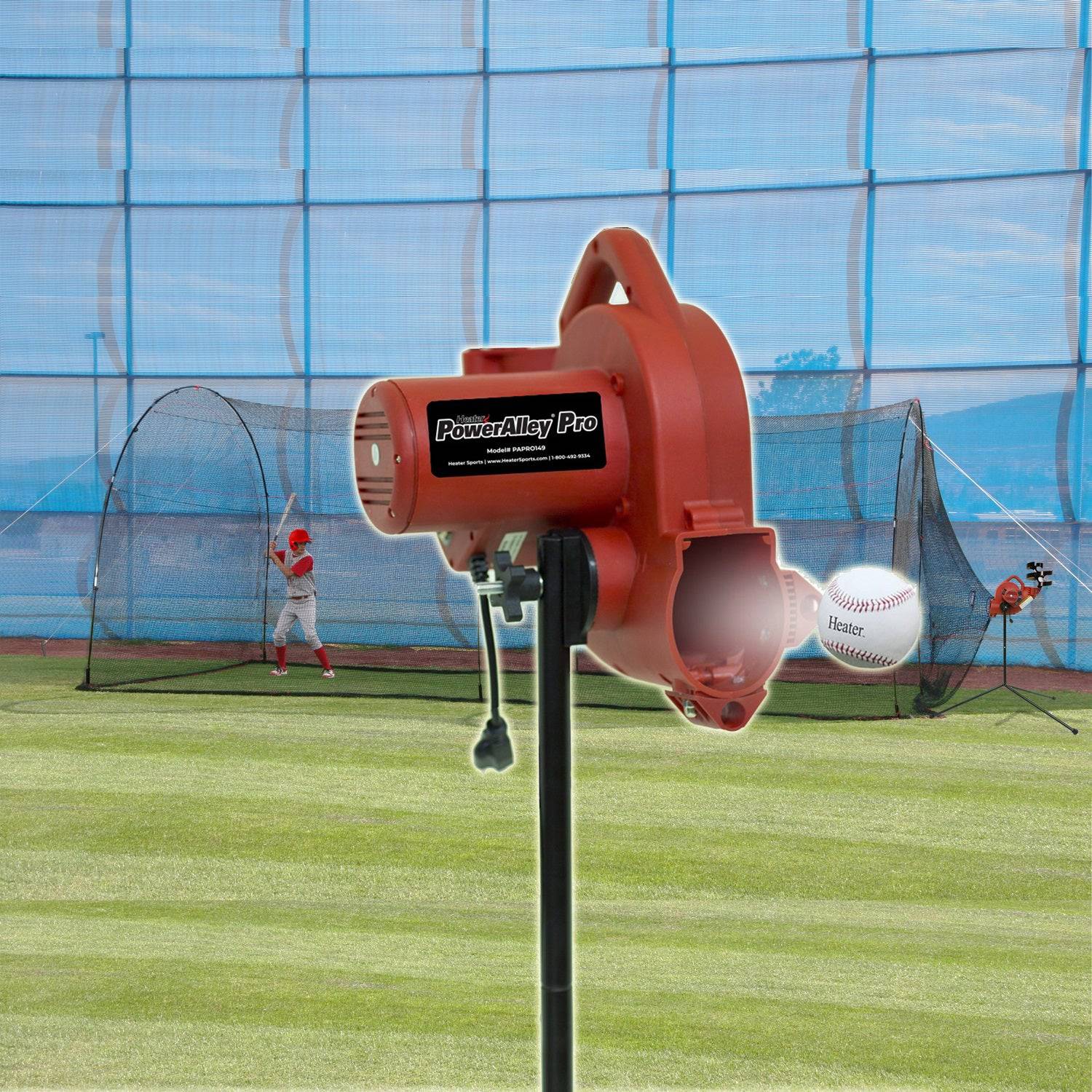 Heater Sports PowerAlley Pro Real Ball Machine & 22' Cage