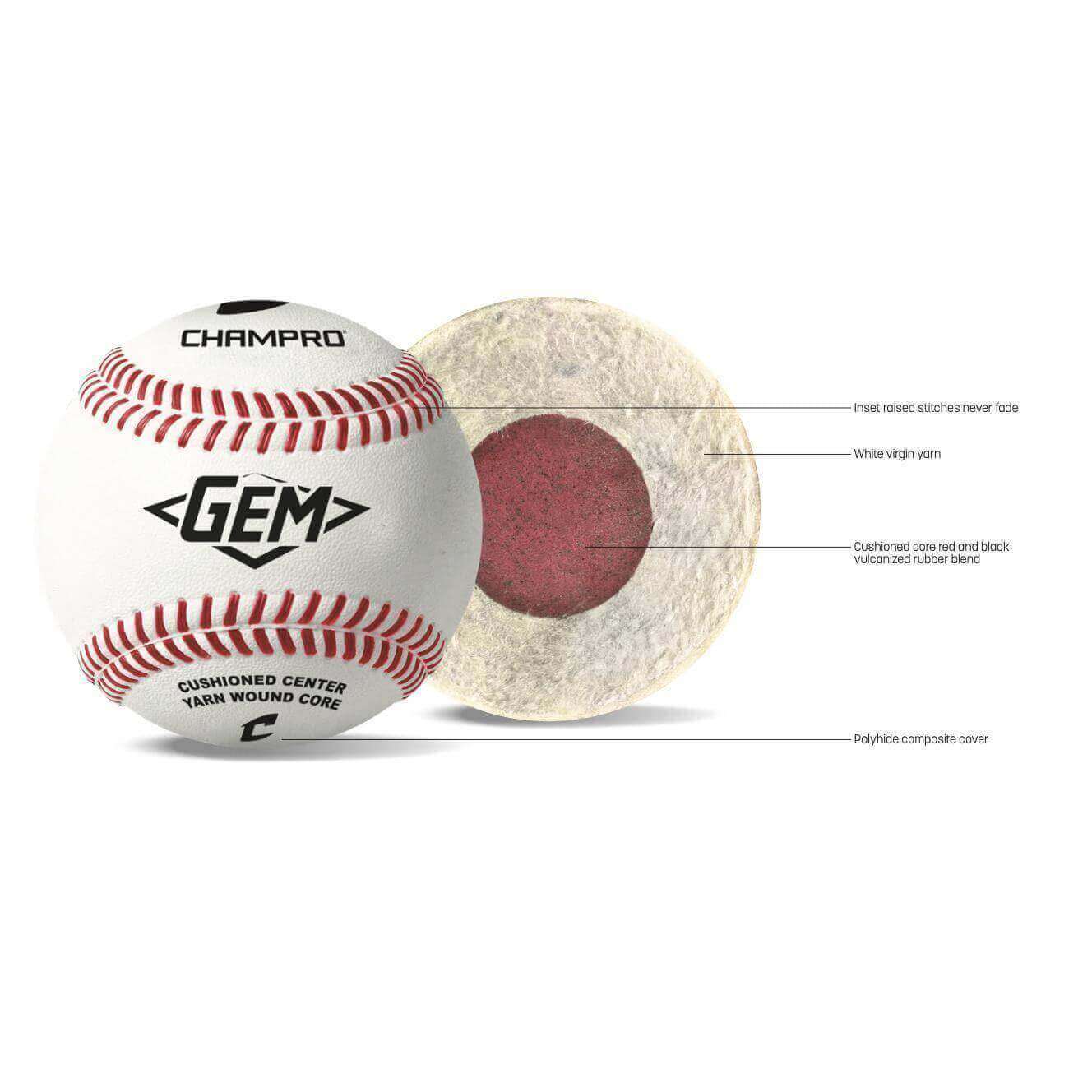 Champro Gem Ball Pitching Machine Baseballs (1 Dozen)