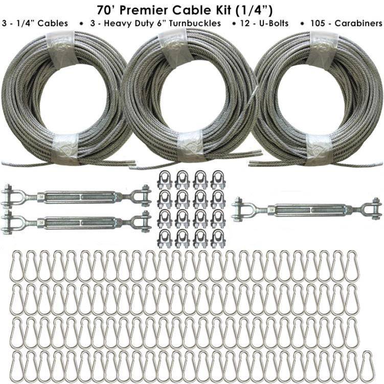 Cimarron Sports Premier Cable Kits For 70' Batting Cage Installation (1/4" Thickness)